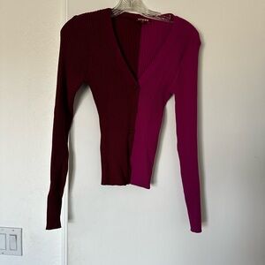 Staud Two-Tone V-Neck Cardigan